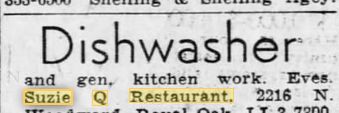 Susie-Q Chick N Chips - 1968 Classified Ad